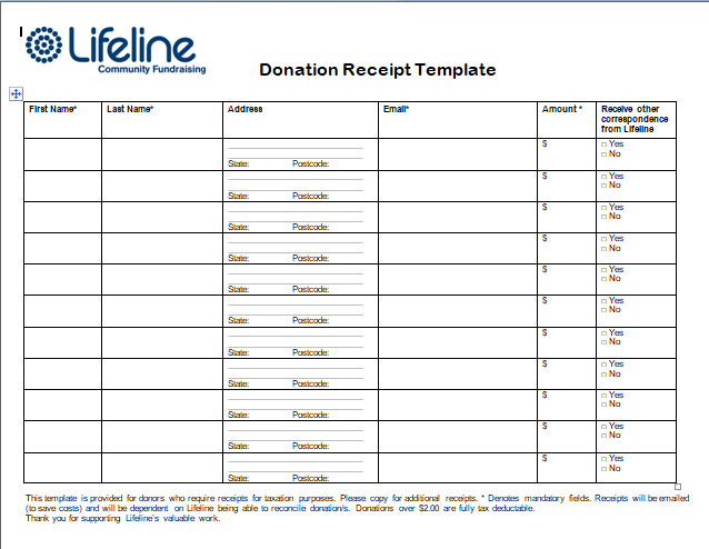 Donation Receipte Template 09