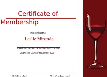 Editable Certificate of Membership Template