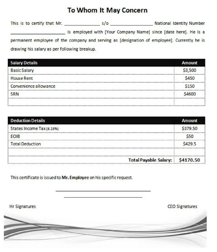 33+ Free Salary Certificate Format Sample (PDF, Word Templates ...