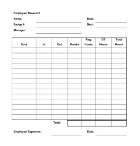 26+ Free Printable Time Card Templates (MS Excel, PDF) » American Templates