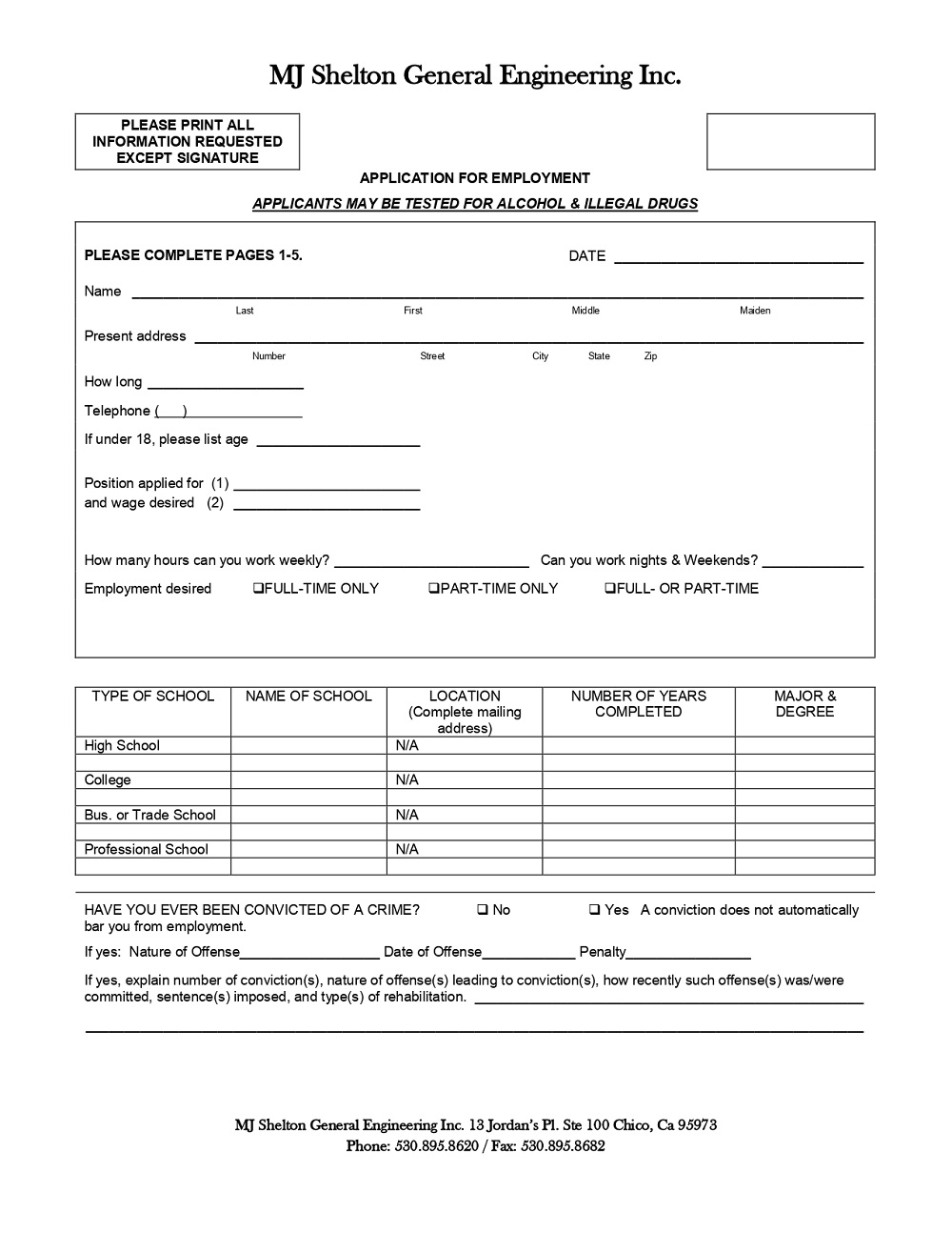 Employee Work From Home Application Form