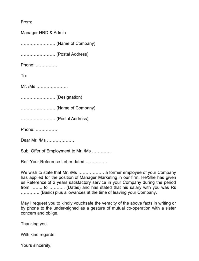 35+ Free Employment Verification Letter Samples & Templates (PDF ...