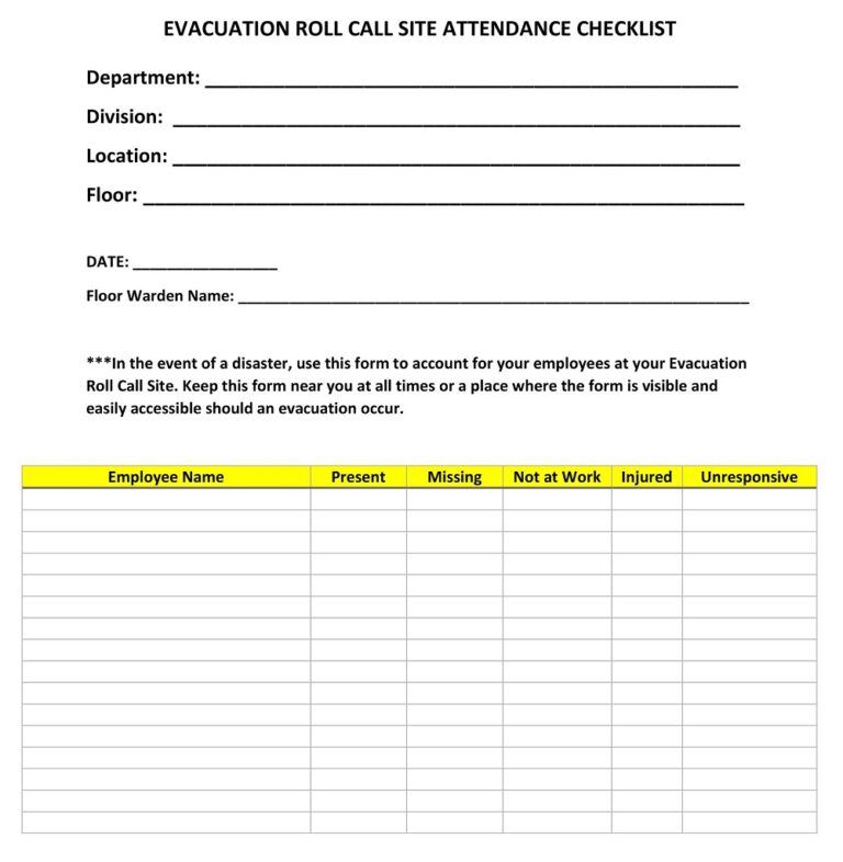 26+ Free Printable Fire Evacuation Checklist Templates Sample PDF, MS