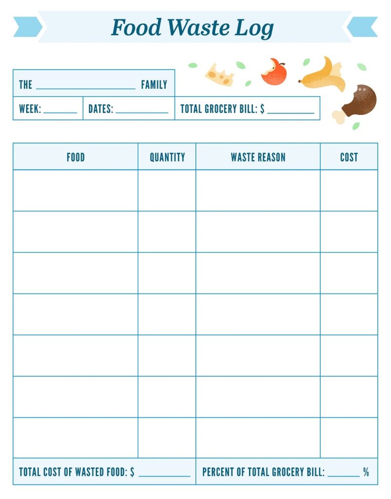 26+ Free Printable Food Waste Log Sheet Templates PDF, MS Word