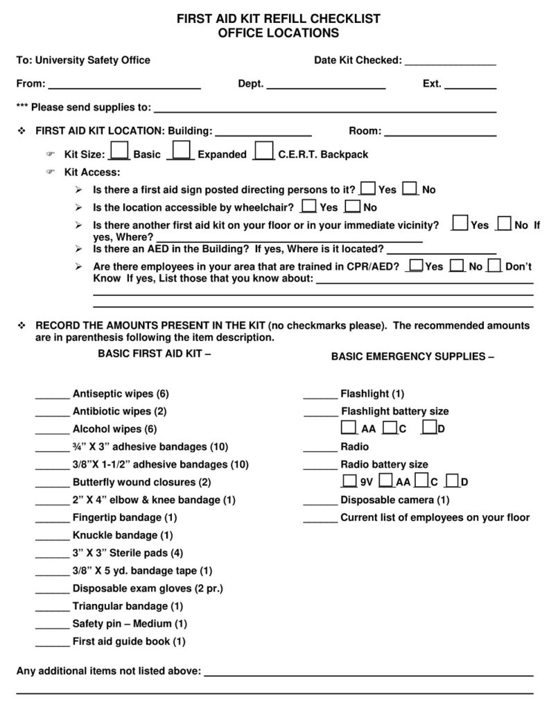 35+ Free Printable First Aid Supply Checklist Templates - Sample PDF ...