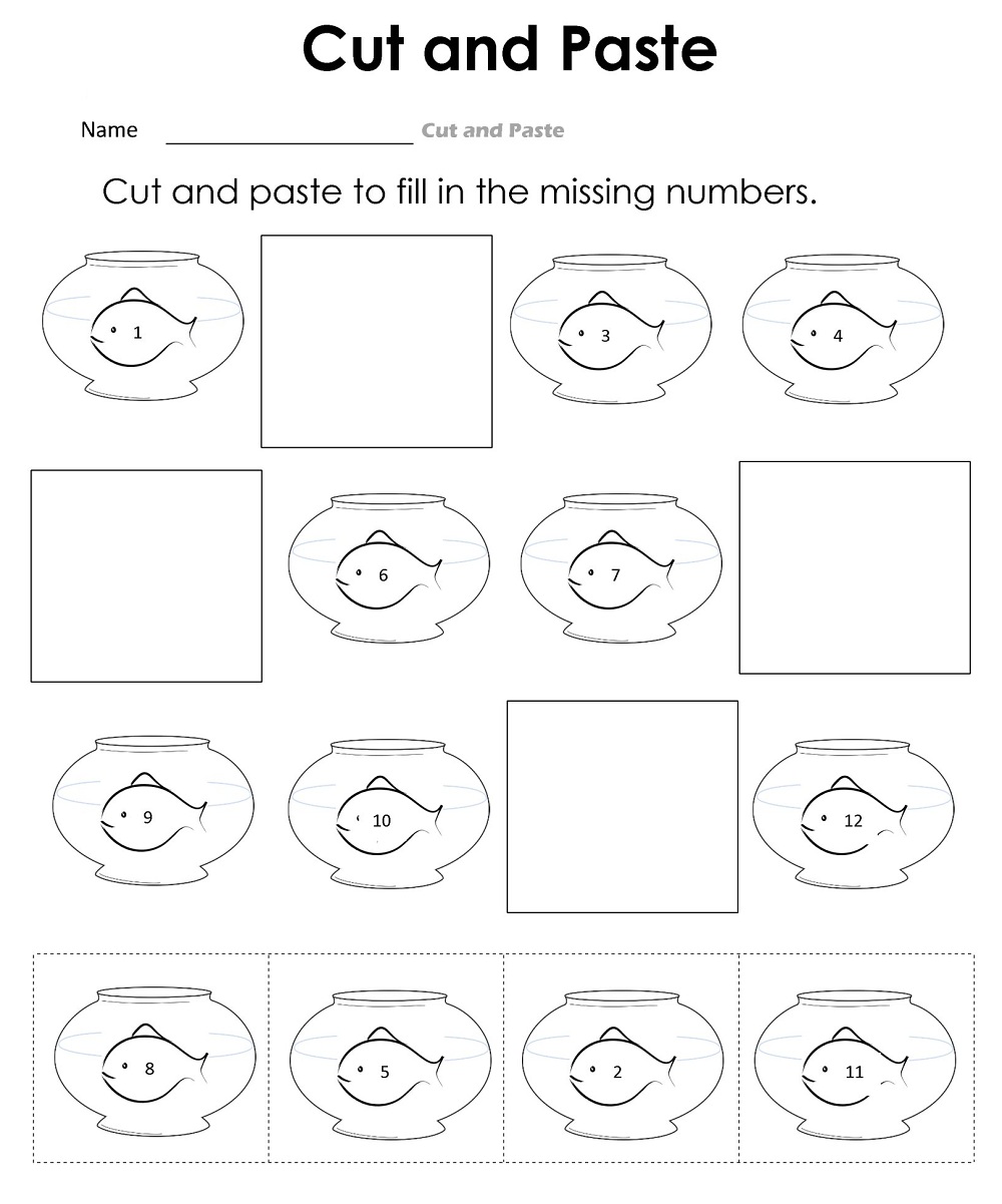 Fish Counts Cut and Paste Worksheet