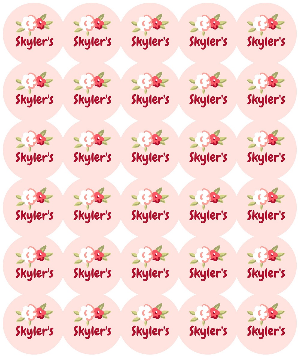 Floral Name Sticker Template