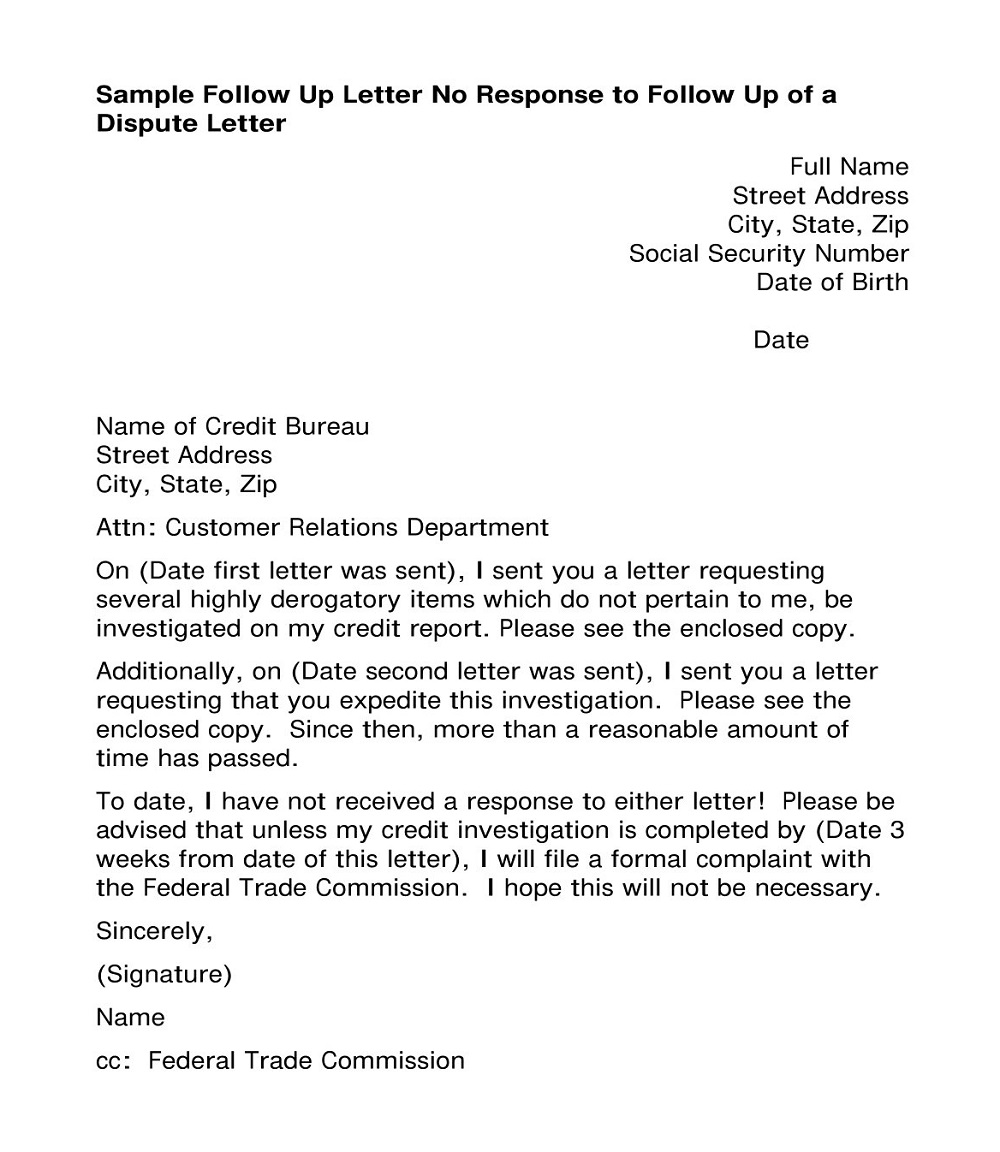 Follow-Up Letter for No Response Template