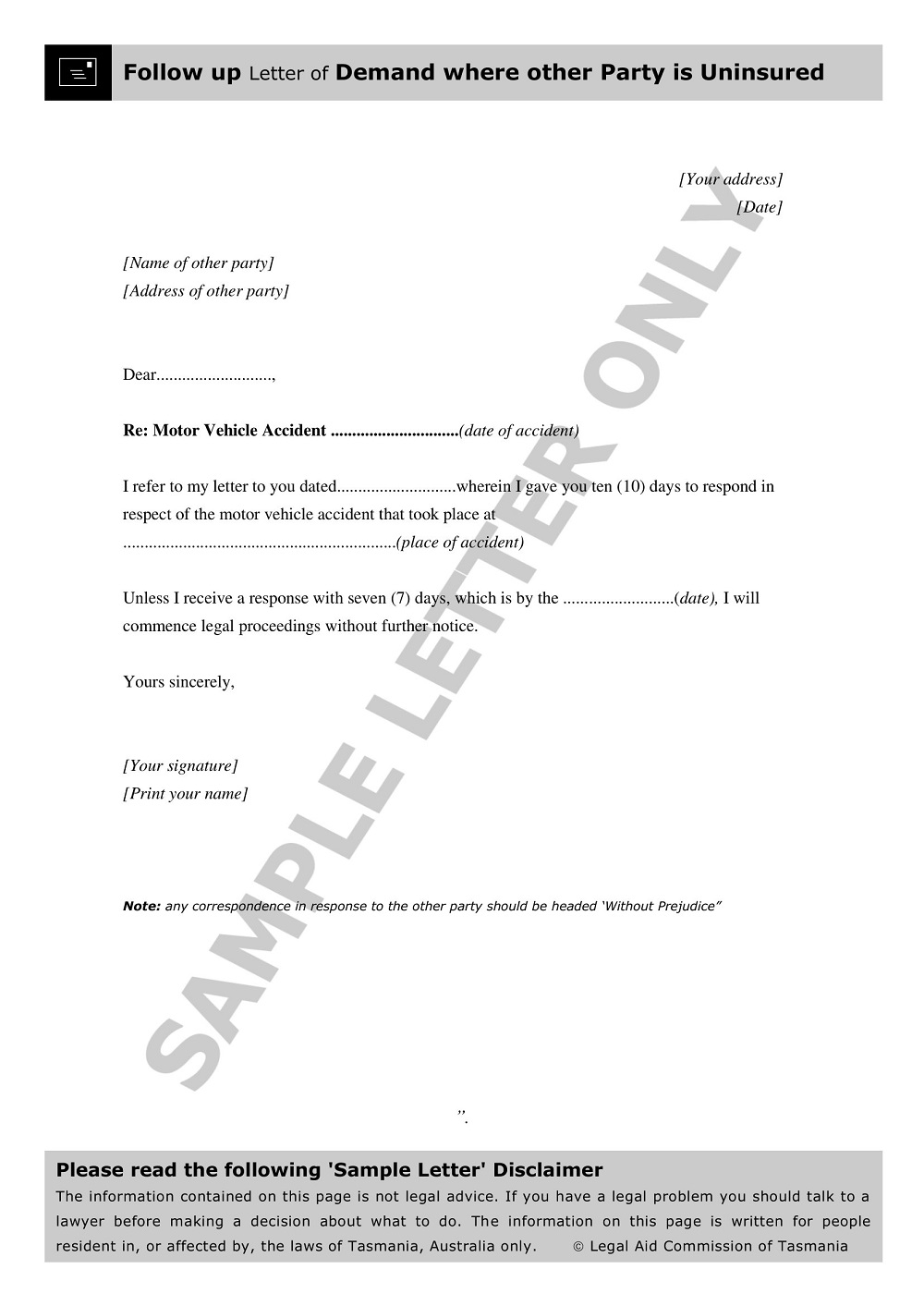 Follow-Up Letter on Demand Template