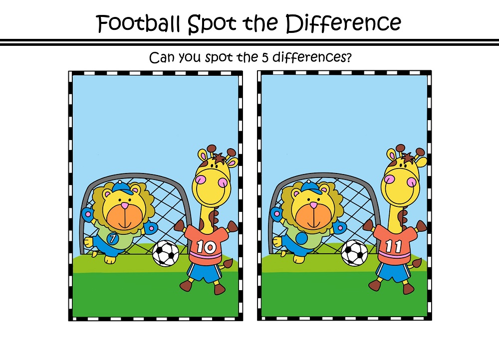 Football Spot The Difference Puzzle Worksheet