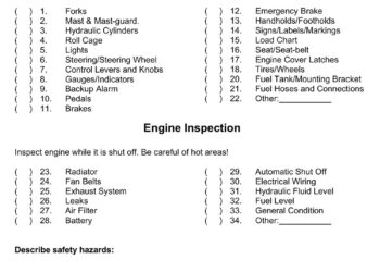 Forklift Inspection Checklist Template