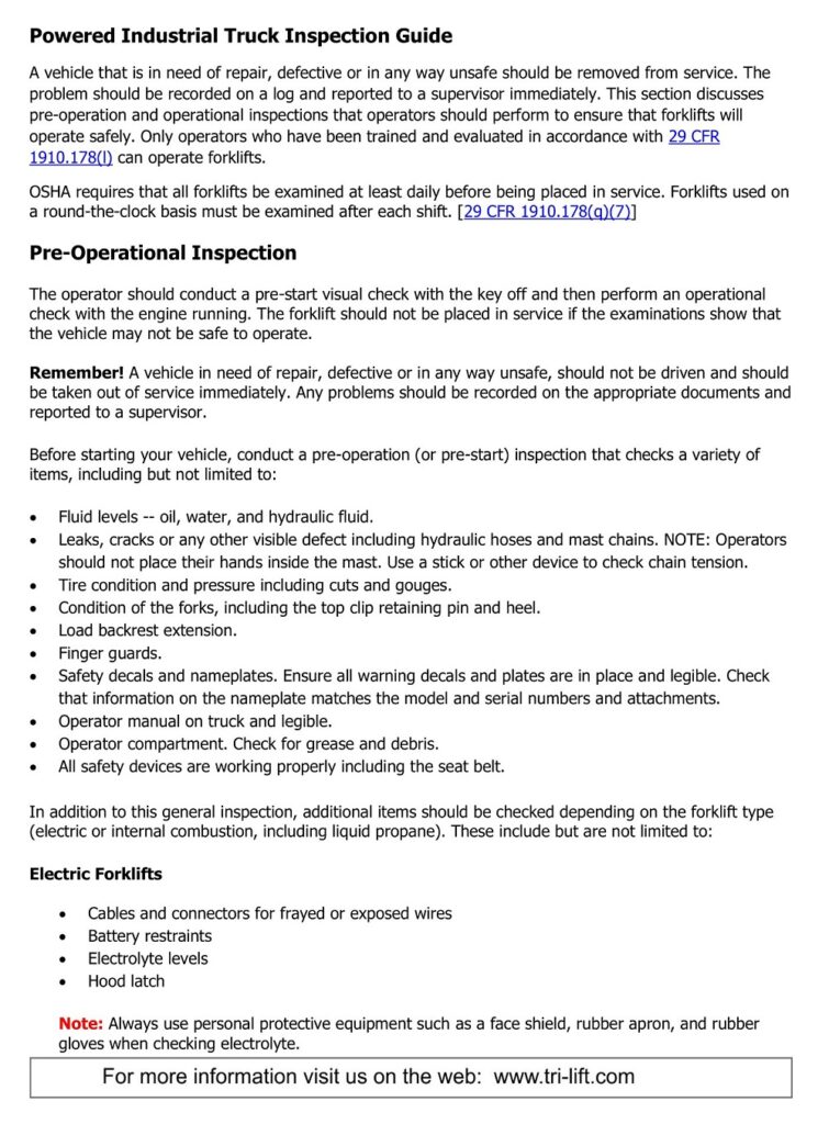 24+ Free Printable Forklift Inspection Checklist Templates Sample PDF