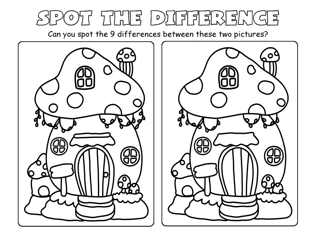 Gnome Home Spot the Difference Puzzle Worksheet