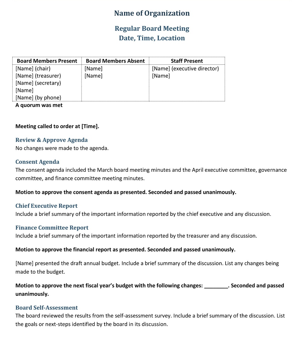 Guide Taking Nonprofit Board Meeting Minutes