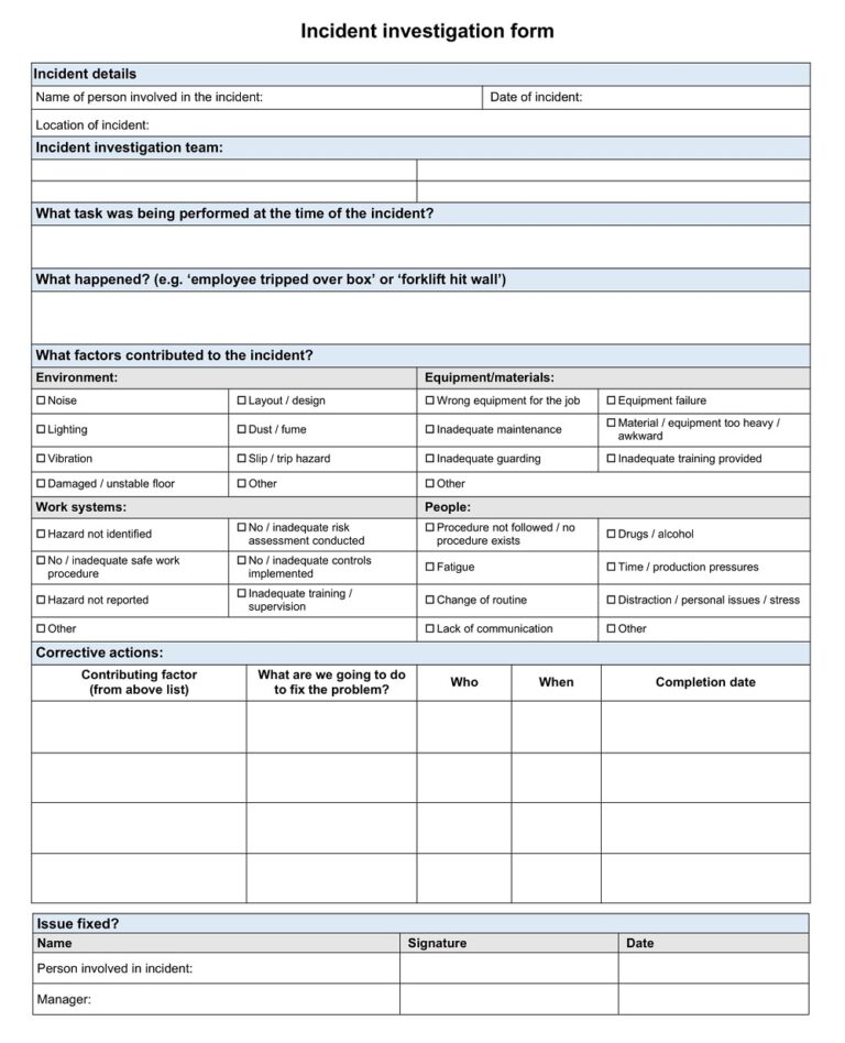 26+ Free Incident Report Form Templates - Printable PDF, Ms Word ...