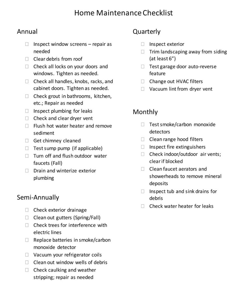 22+ Free Plumbing Maintenance Checklist Templates (PDF) » American ...