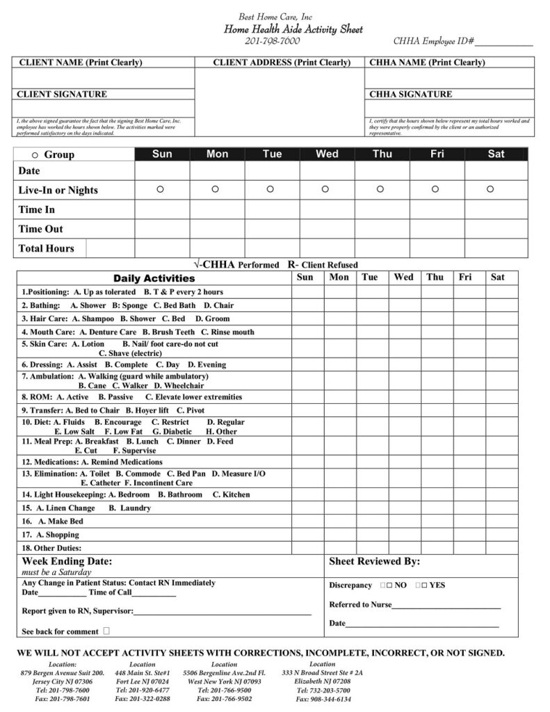 28+ Free Printable Home Health Aide Timesheet Templates Simple PDF