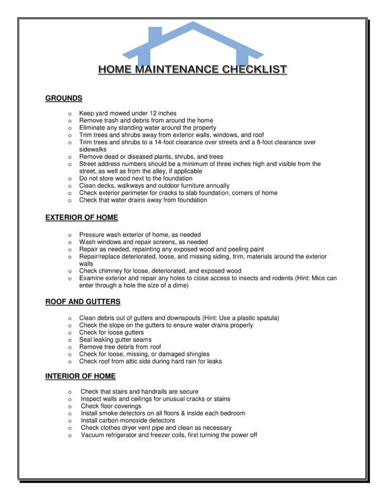 22+ Free Plumbing Maintenance Checklist Templates (PDF) » American ...