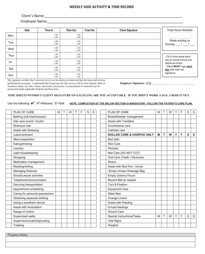 28+ Free Printable Home Health Aide Timesheet Templates - Simple PDF ...