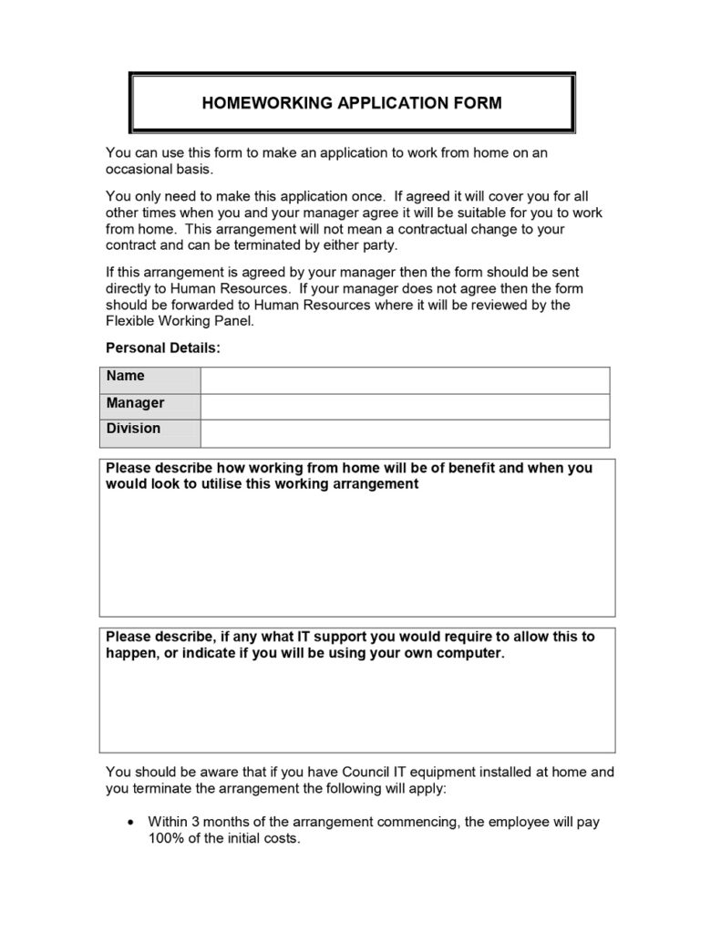 50+ Free Work From Home Form Templates » American Templates