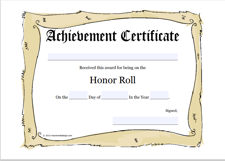 Honor Roll Certificate 04