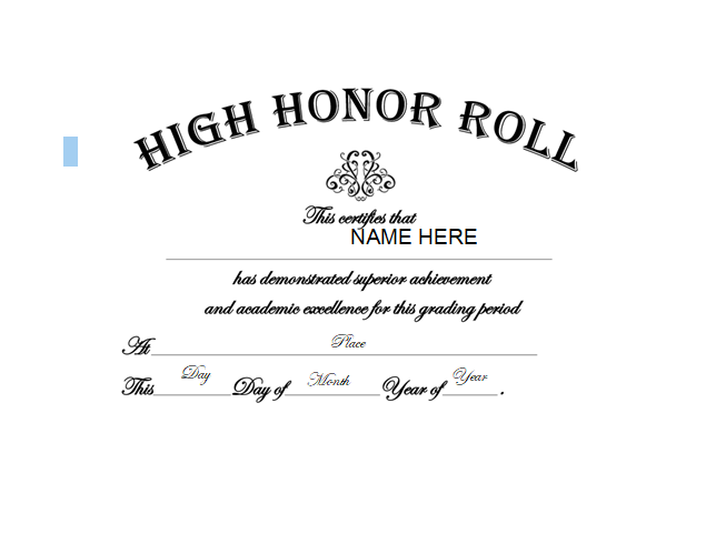Honor Roll Certificate 05