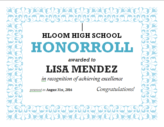 Honor Roll Certificate 09