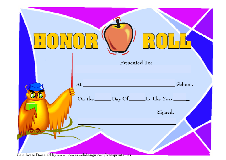 Honor Roll Certificate