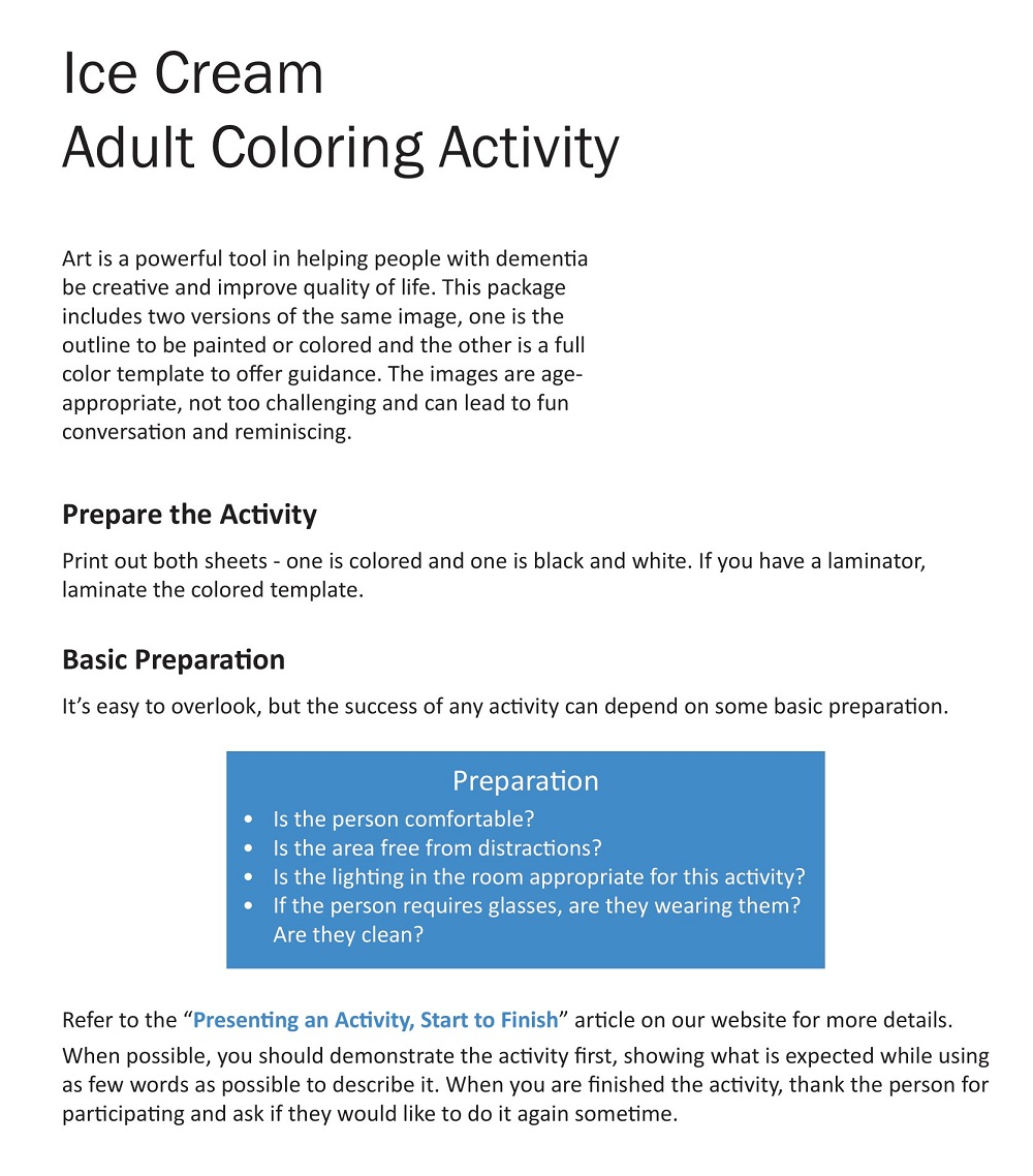 Ice Cream Adult Coloring Activity