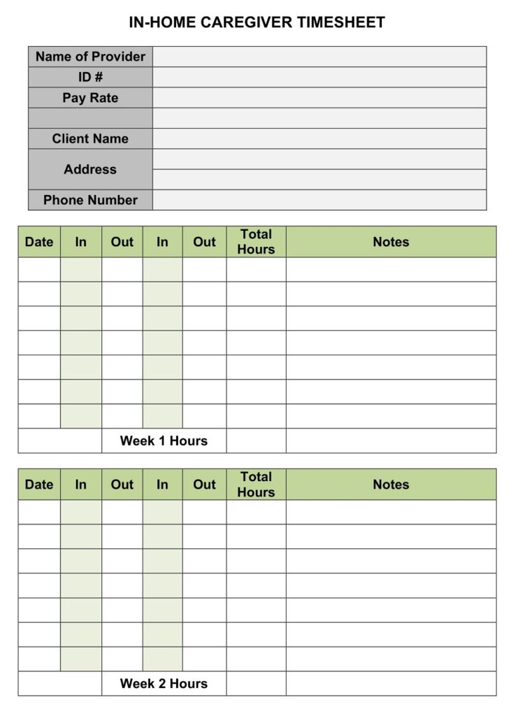 28+ Free Printable Home Health Aide Timesheet Templates Simple PDF