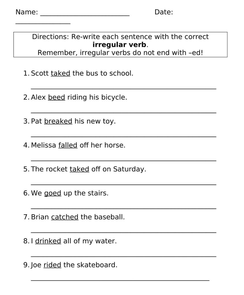 20+ Printable Regular and Irregular Verbs Worksheets - Free PDF, Word ...