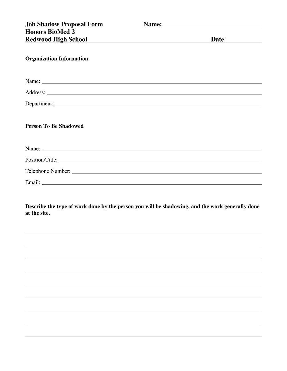 Job Proposal Form Template
