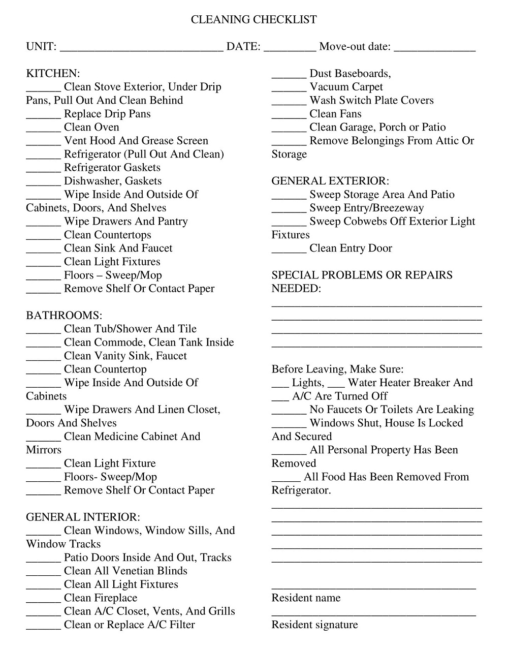 Kitchen Cleaning Checklist PDF