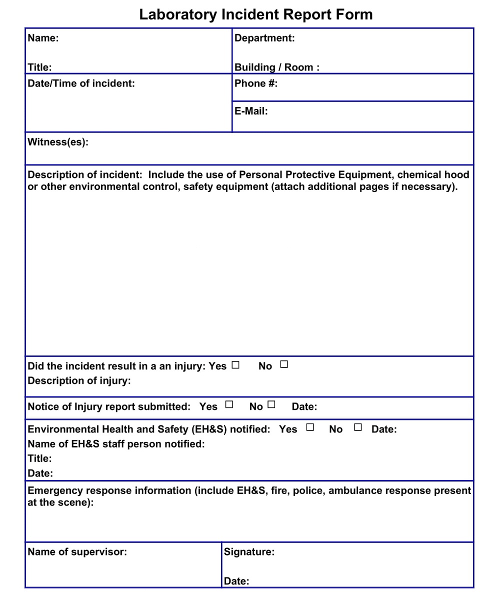 Lab Incident Report Form