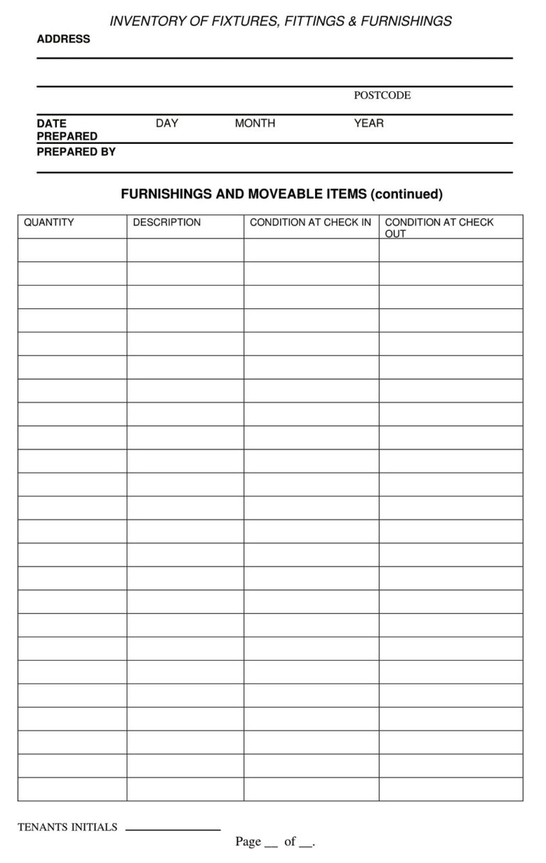 Free Furnished Rental Inventory Checklist Templates Printable Pdf American Templates