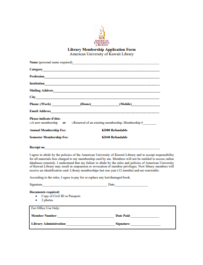Library Membership Application Form