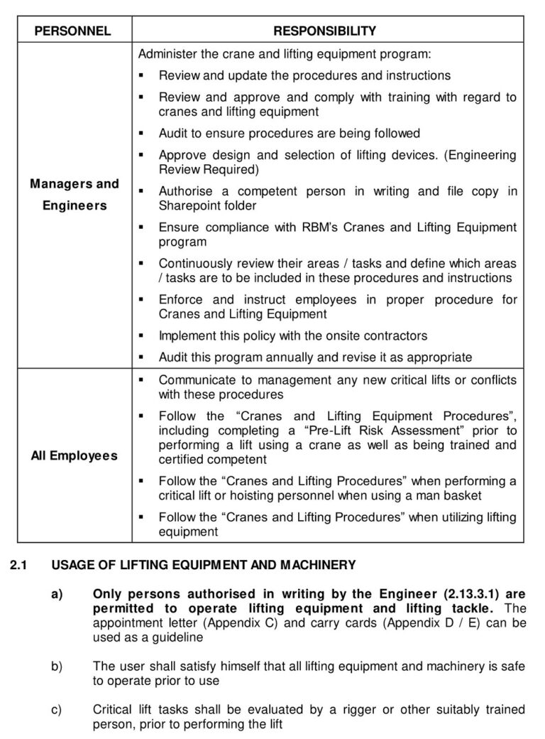 24+ Free Lifting Equipment Register Templates (MS Excel, PDF