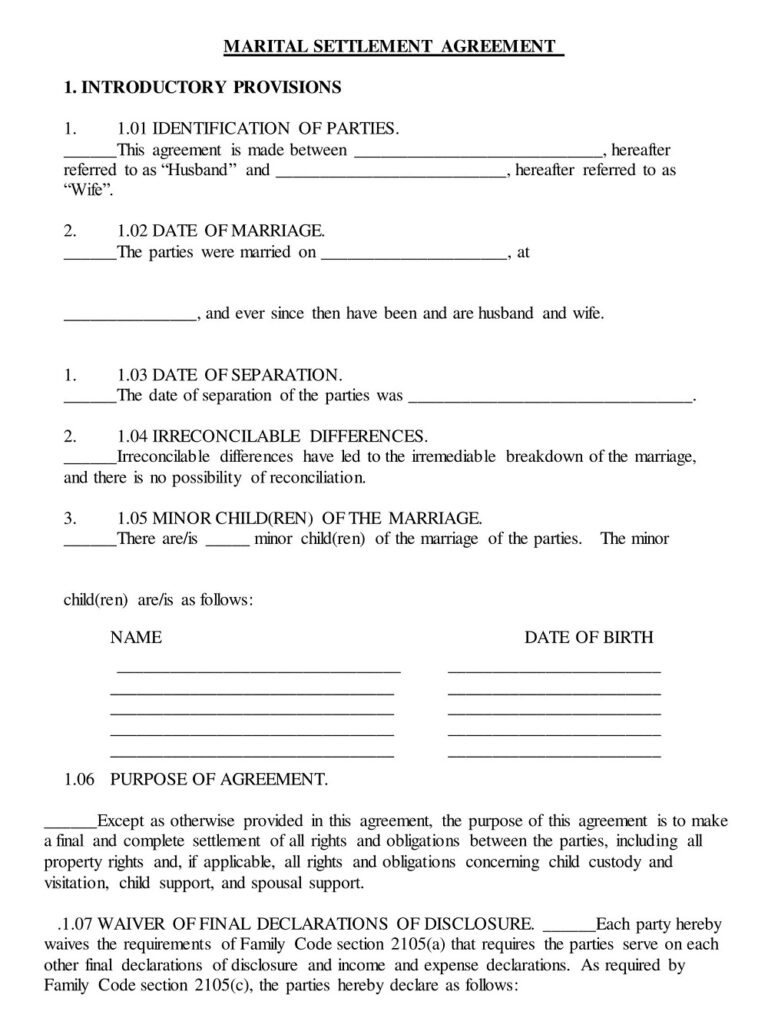 36 Free Sample Divorce Settlement Agreement Templates Printable Pdf American Templates 6081