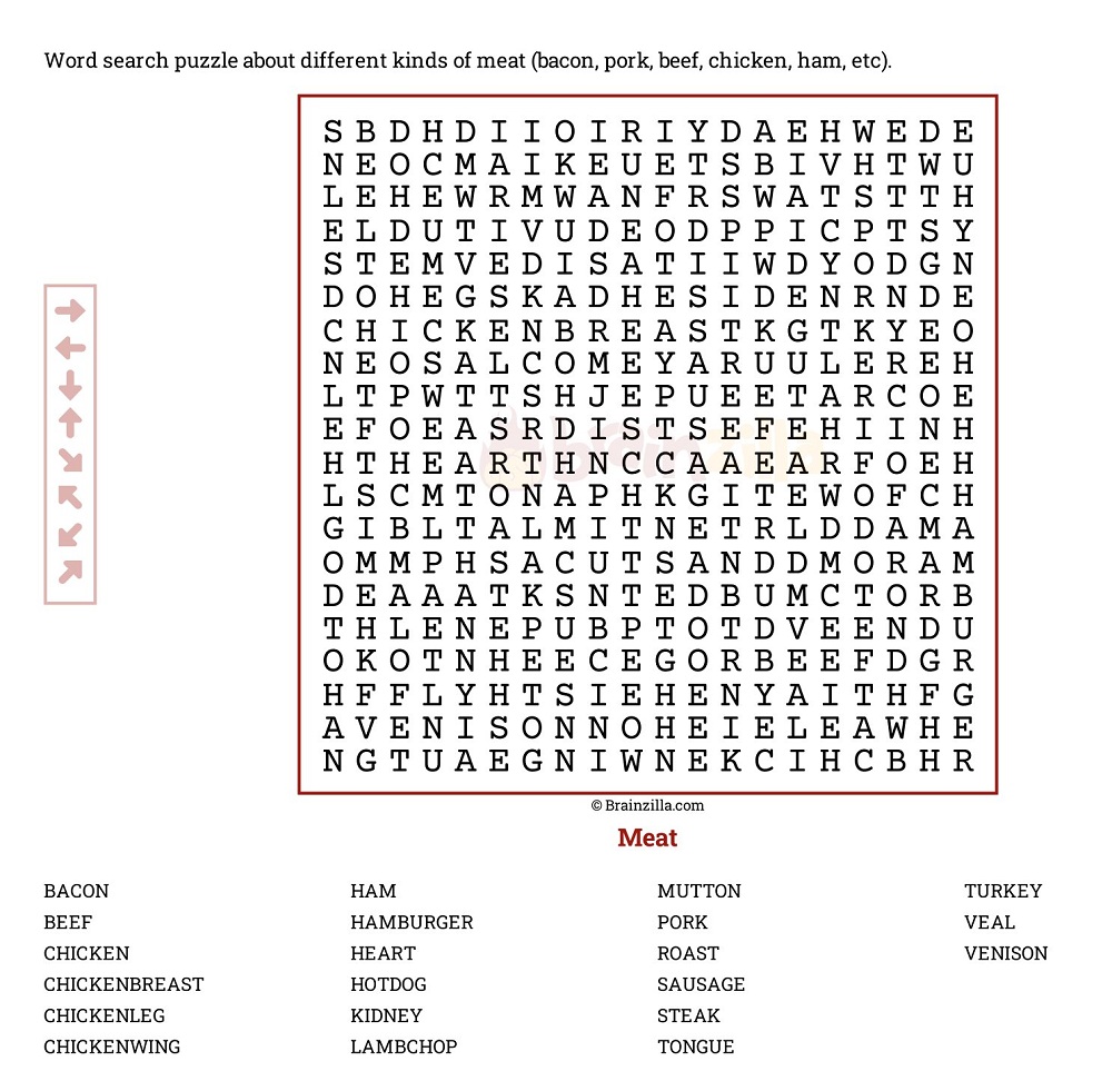 Meat Word Search Puzzle