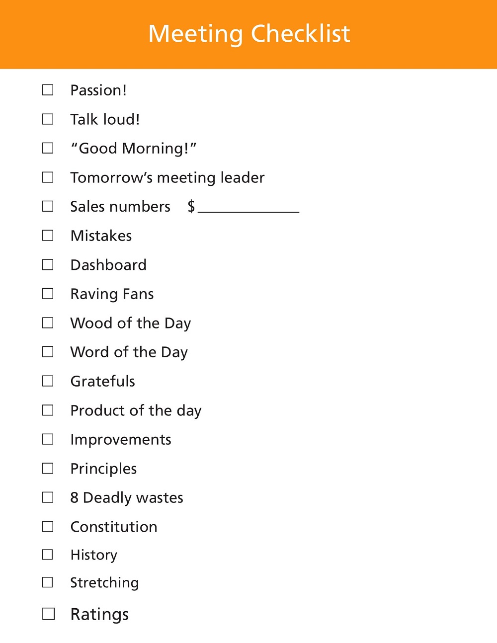 Meeting Checklist Template PDF