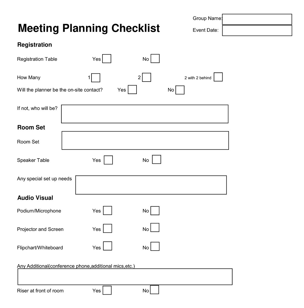 Meeting Planning Checklist Template