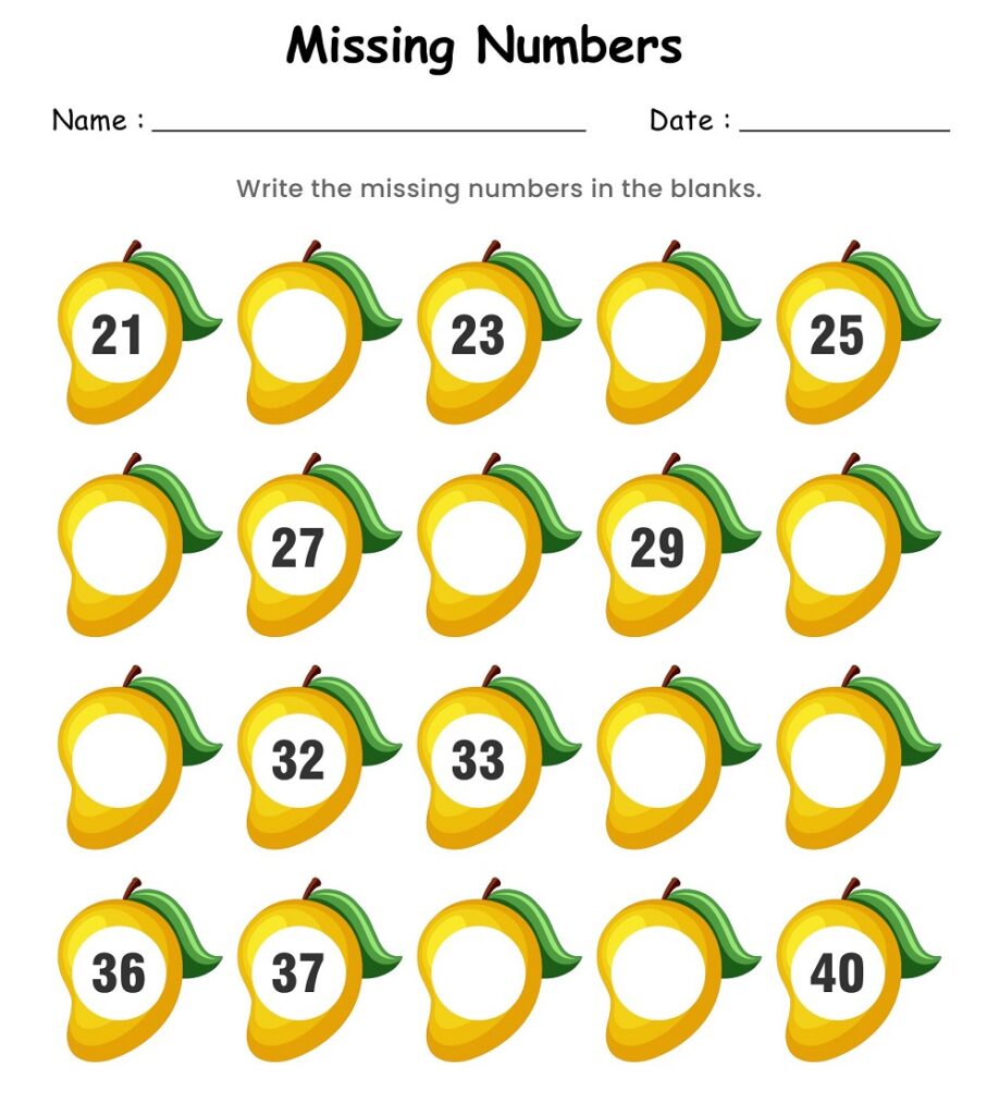 25 Free Printable Missing Numbers Worksheets For Fun Learning American Templates 7996