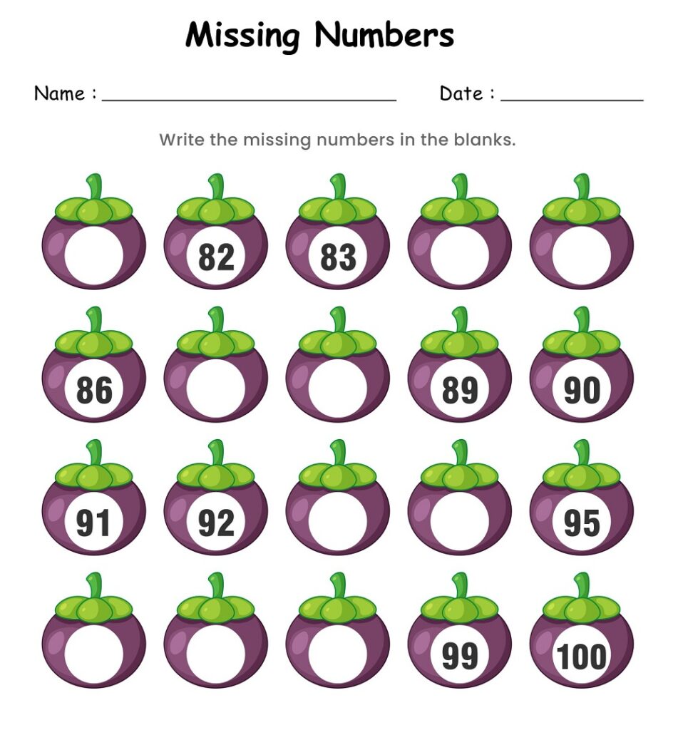 25 Free Printable Missing Numbers Worksheets For Fun Learning American Templates