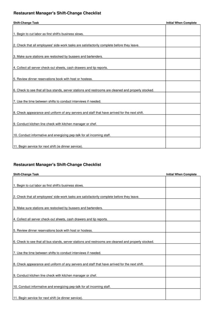 32+ Free Shift Change Checklist Templates - Printable PDF, Word ...