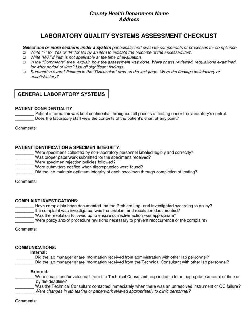 35 Free Simple Quality Checklist Templates Pdf American Templates 2001