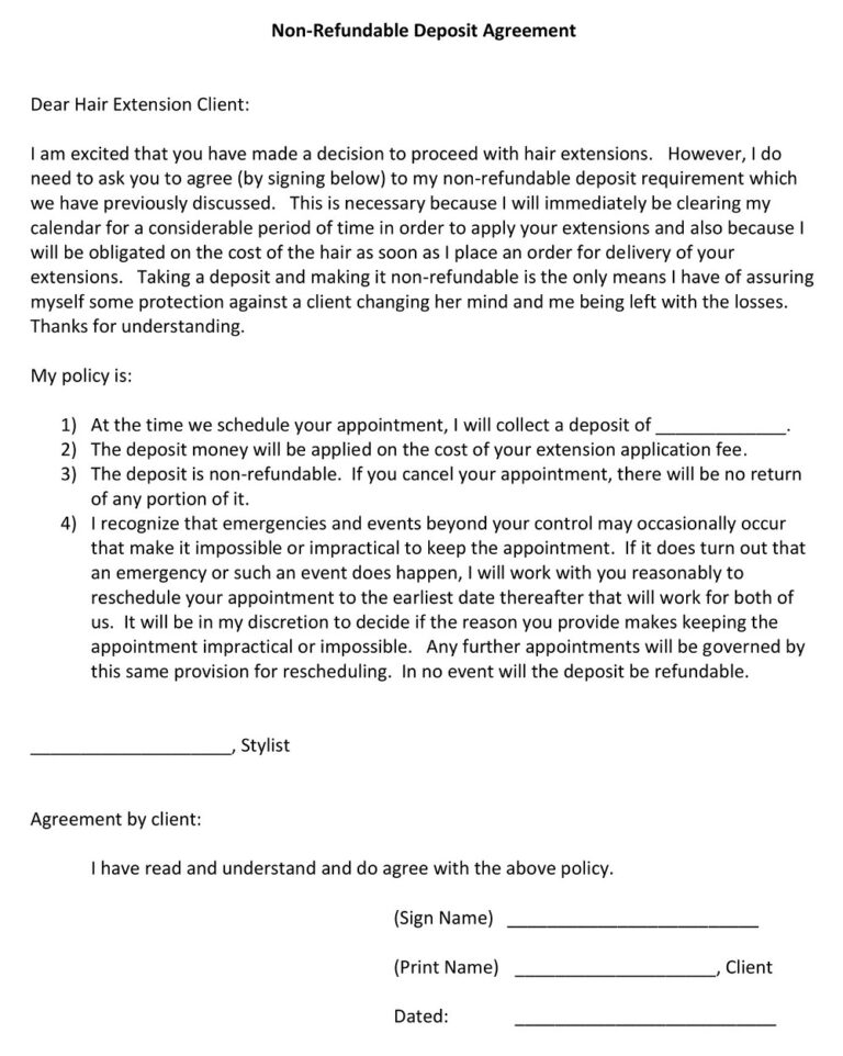 22+ Free Non-Refundable Deposit Agreement Templates (PDF, DOC ...