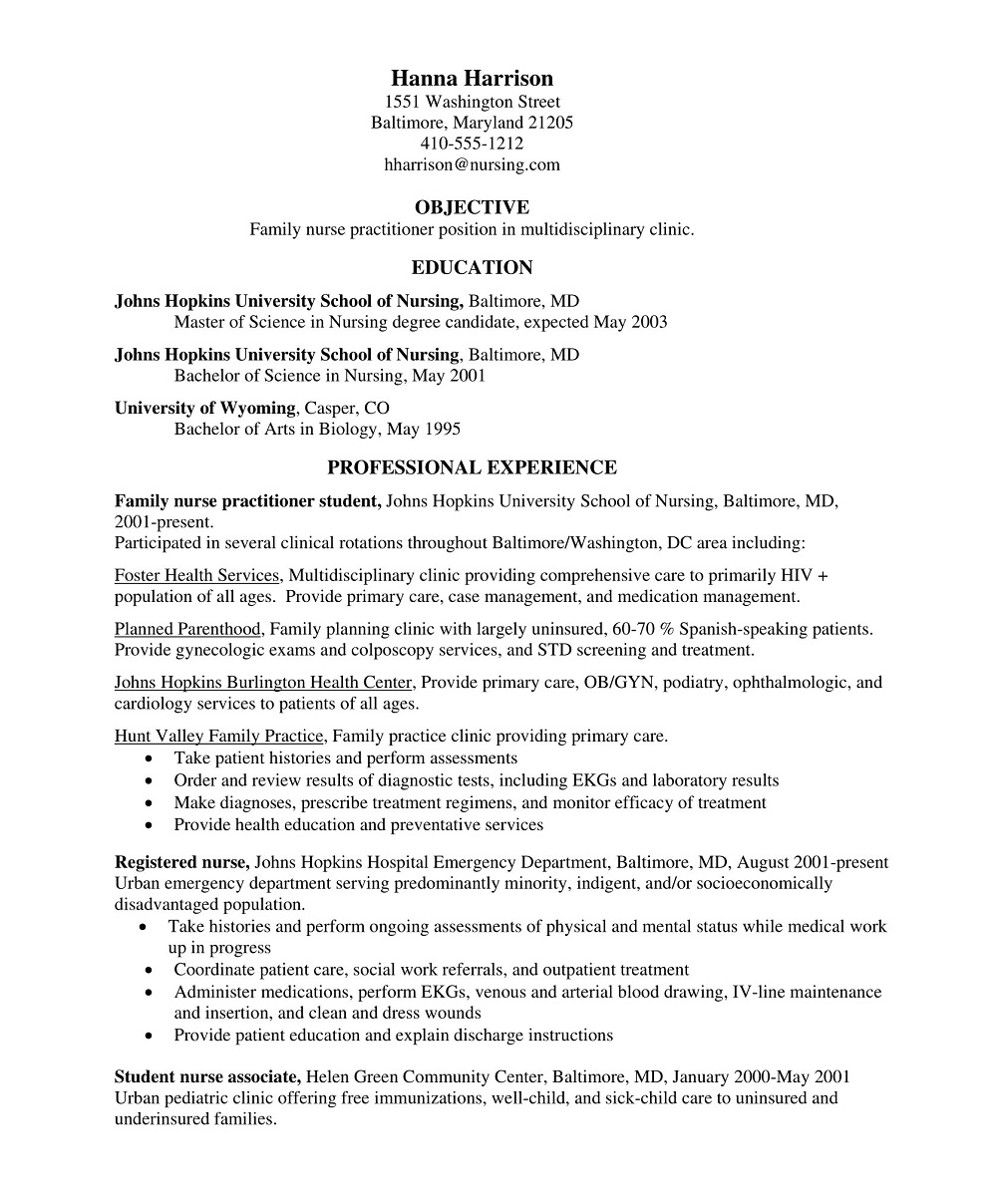 Nurse Practitioner with 1 Year Experience Resume