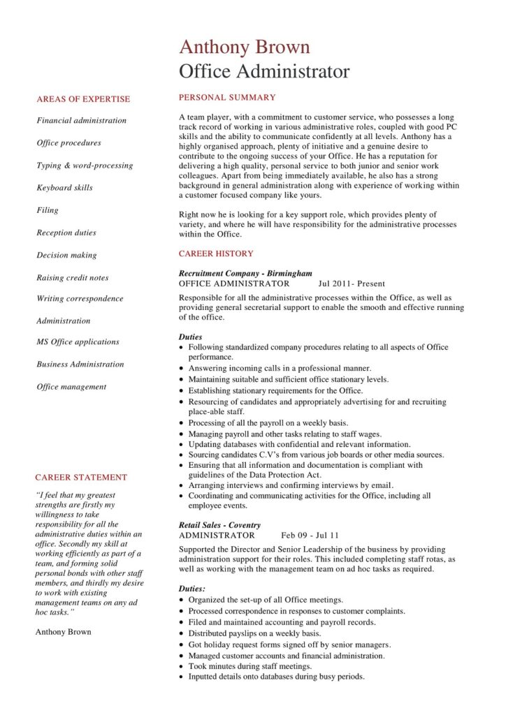 28+ Free Administrative Resume Samples & Templates - MS Word, PDF ...