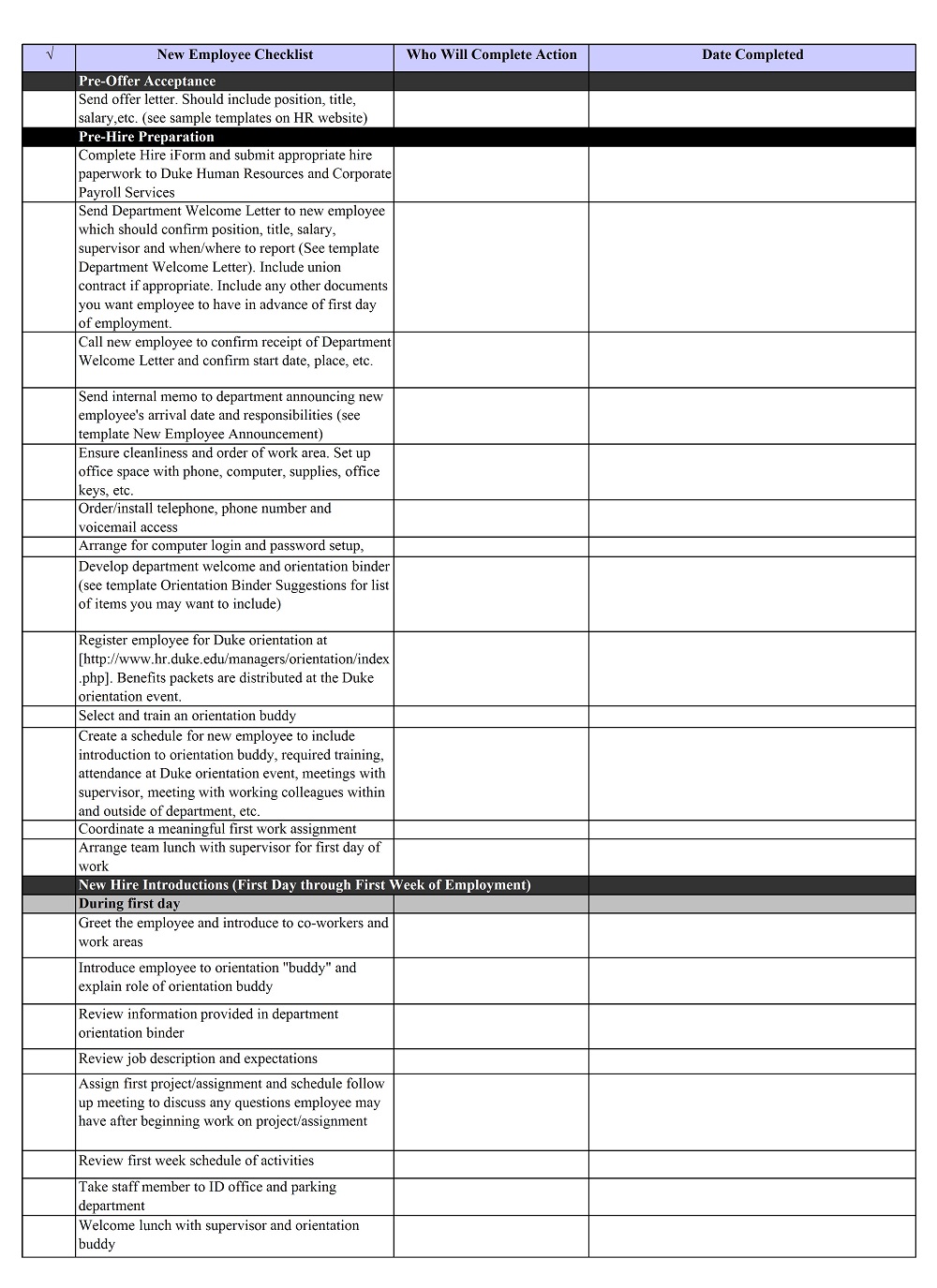 Onboarding Checklist Template Excel