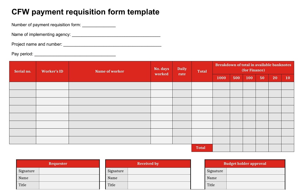 Payment Requisition Form Word